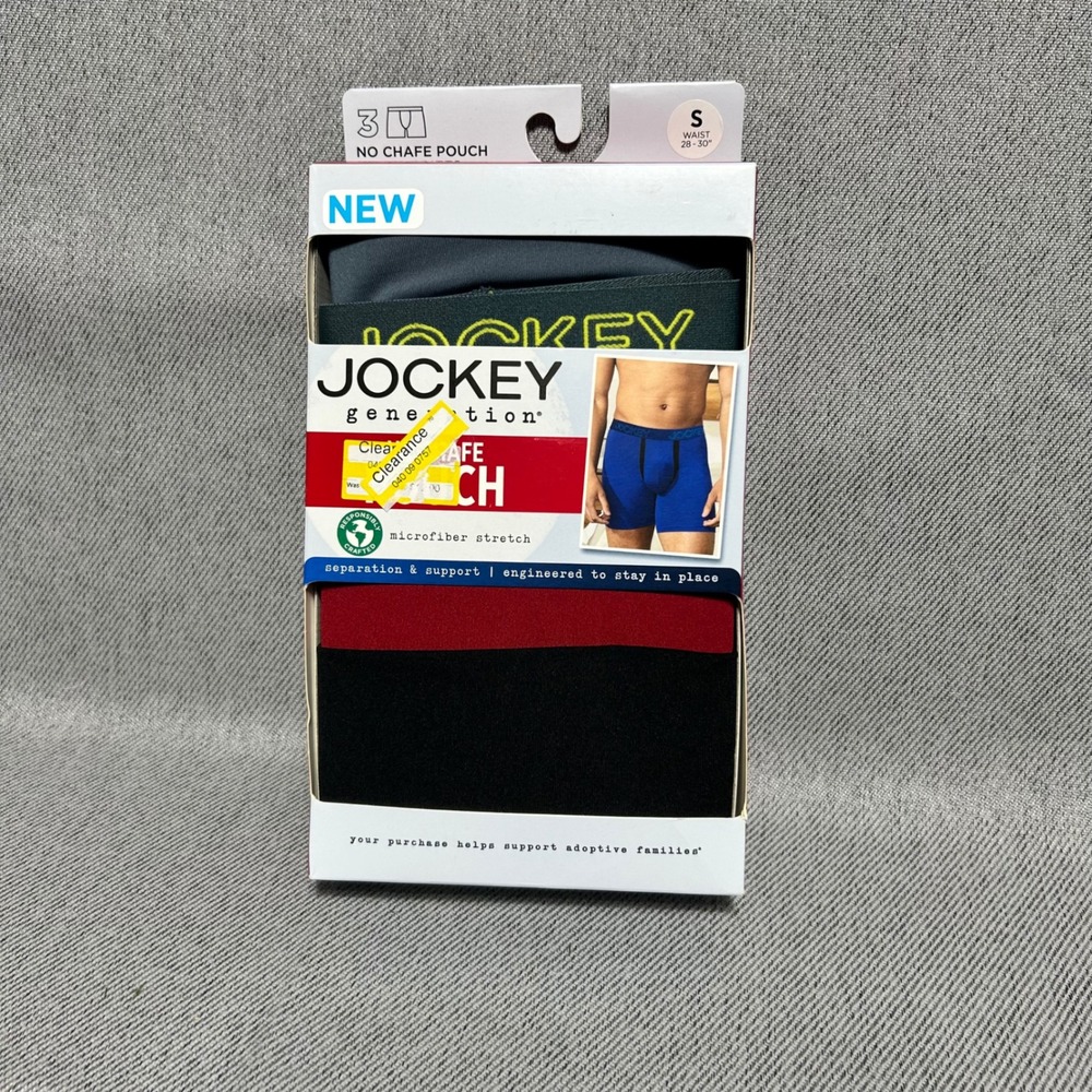Jockey Mens Generation No Chafe Pouch Boxer Briefs 3pk Small Multicolor Stretch